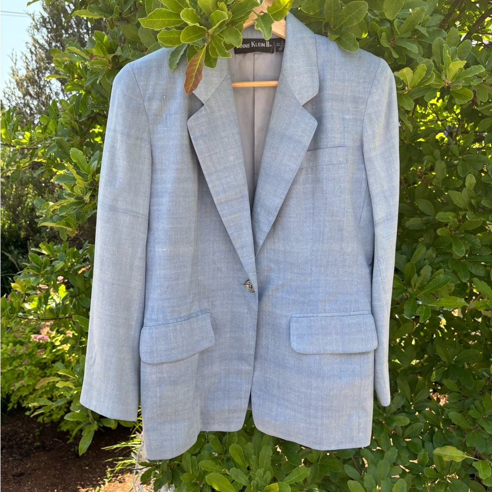 Anne Klein Light Blue Silk Blazer